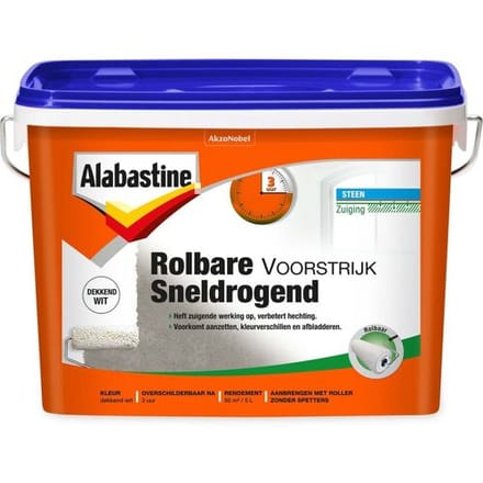 Alabastine Rolbare Voorstrijk Sneldrogend - Dekkend Wit - 5 liter