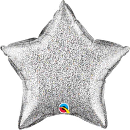 Stervormige Folieballon Zilver Glittergraphic - 50cm