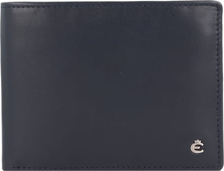 Esquire Leren Portemonnee Harry RFID Wallet Quer with Flap Blue Donkerblauw