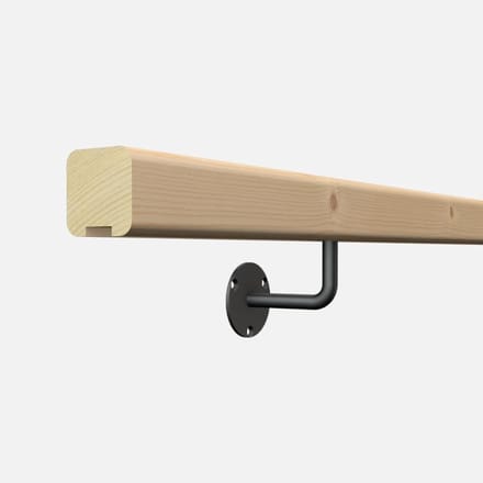 Houten muurleuning - Trapleuning set - Veiligheid binnenshuis - Onbehandeld sparrenhout - 2 meter