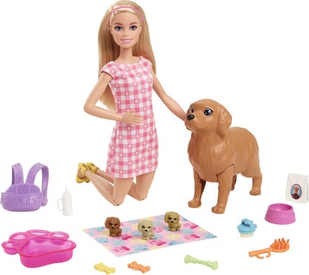 Barbie poppenset met puppies geboren Mattel Frankrijk