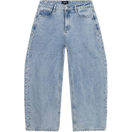 Alix The Label Ladies Woven Studded Barrel Denim Pants Jeans Dames - Broek - Lichtblauw - Maat XL