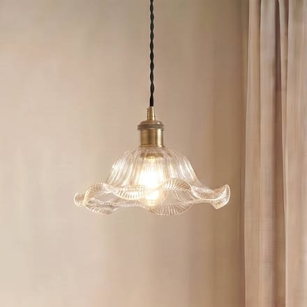 Lindby - hanglamp - 1licht - Glas, aluminium - H: 9 cm - E27 - transparant, messing, zwart