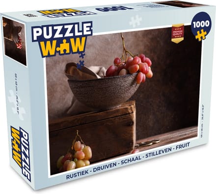 Puzzel Rustiek - Druiven - Schaal - Stilleven - Fruit - Legpuzzel - Puzzel 1000 stukjes volwassenen