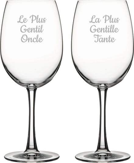 Rode wijnglas gegraveerd - 46cl - Le Plus Gentil Oncle & La Plus Gentille Tante