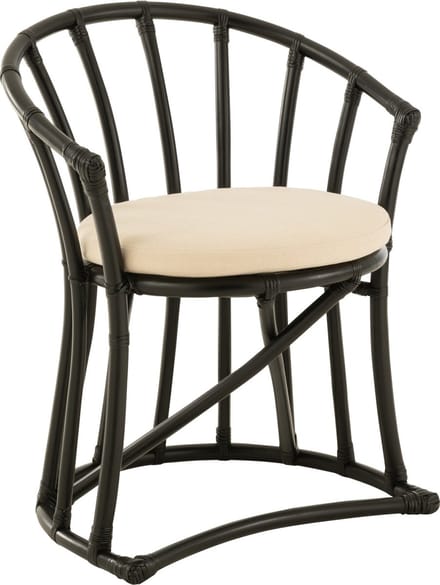 J-Line stoel + kussen - jute/textiel - zwart/wit