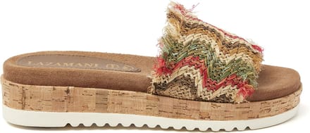 Lazamani - Violet Raffia Dames Slippers Taupe - Maat 40