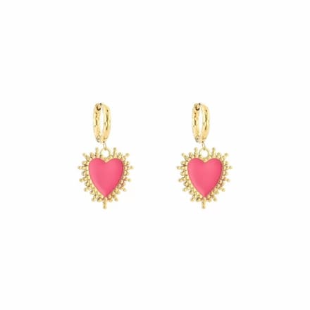 Bijoutheek Oorhangers Sprankelend Hart Fuchsia