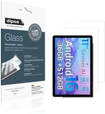 dipos – 2x Pantserfolie geschikt voor LORDWIT L20 | 9H Screenprotector