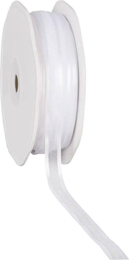 Satin edge Organzalint Wit – 10 mm × 50 m – Organza