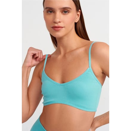 Geribbelde V-hals Crop Bralet Top