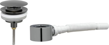 Ben Push Wastafel Afvoerplug Set - Afsluitbaar - met plat Meubelsifon 5/4" - Geborsteld zwart