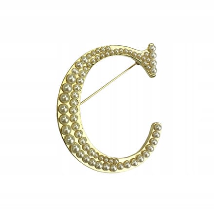 PINETS Gouden Brosche Letter C met Parels