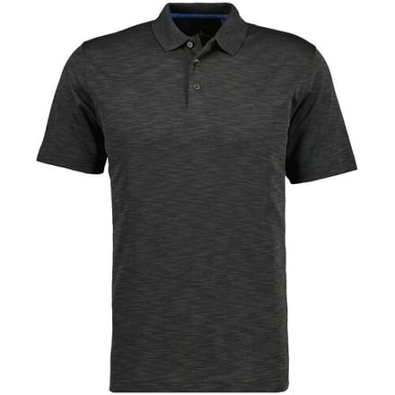 Ragman Polo Soft Knit Fine Stripe Flame Design Leisteen / male