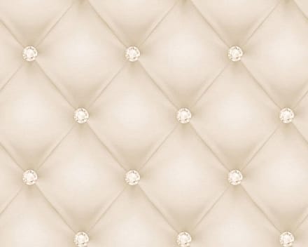 GECAPITONNEERD BEHANG met edelstenen - Beige Creme Metallic - AS Creation Hermitage 10