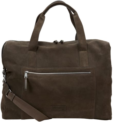 Marc O'Polo Leren reistas schoudertas Joris Weekender Dark Nickle bruine