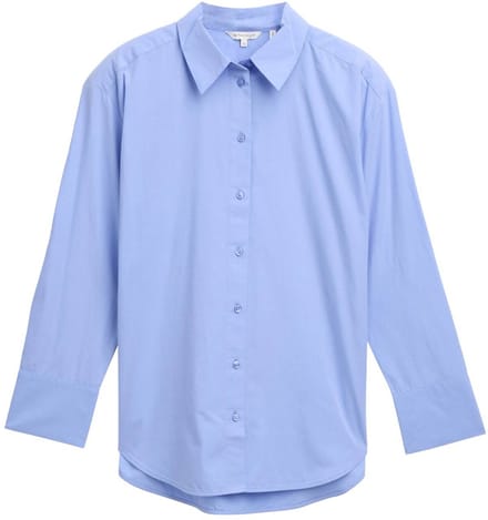 Tom Tailor - Losvallende popeline overhemdblouse - Maat 34 - dreamy blue