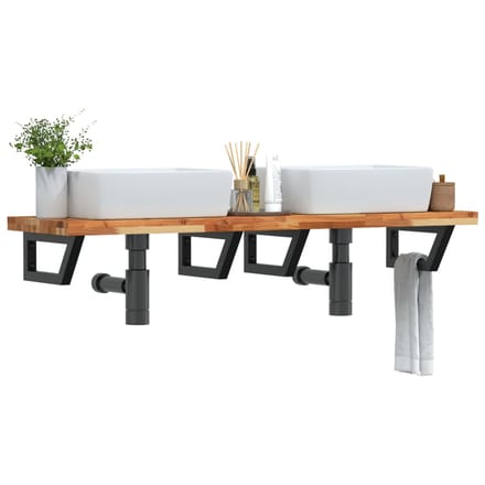 vidaXL - Badkamer - wandschap - staal - en - massief - acaciahout