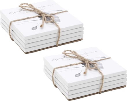 Set van 8x glazenonderzetters wit bamboe hout 10 cm