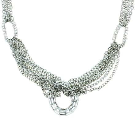 Behave - Zilverkleurige ketting met ronde ringen - 48 cm