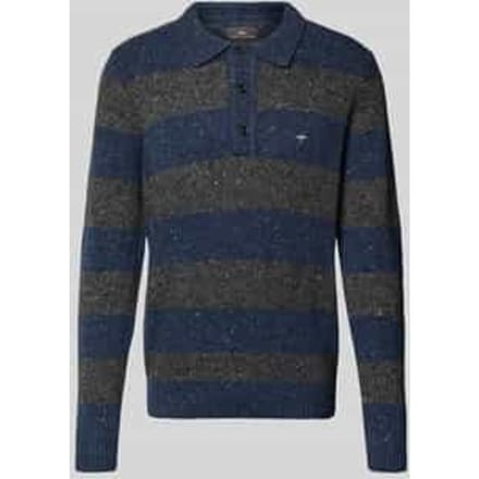 Fynch-Hatton Trui Polo Collar Pullover Donegal Stripe Navy / male