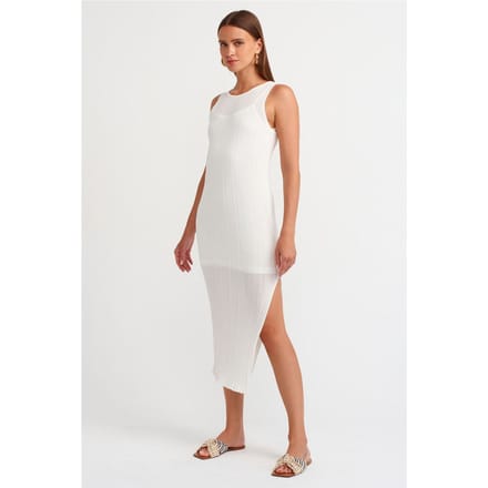 Geribbelde Mouwloze Bodycon Midi Dress