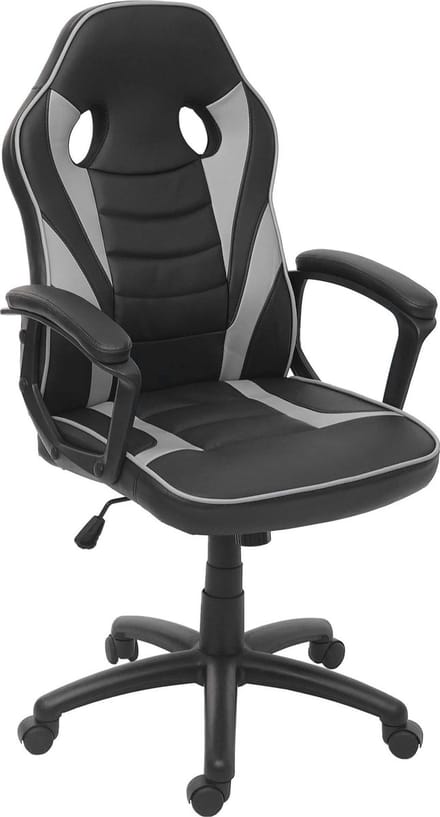 Bureaustoel MCW-F59, bureaustoel bureaustoel gamestoel, kunstleer ~ zwart/grijs