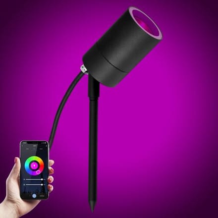 KS Verlichting LED Pin Tuinspot Zwart met Color LED