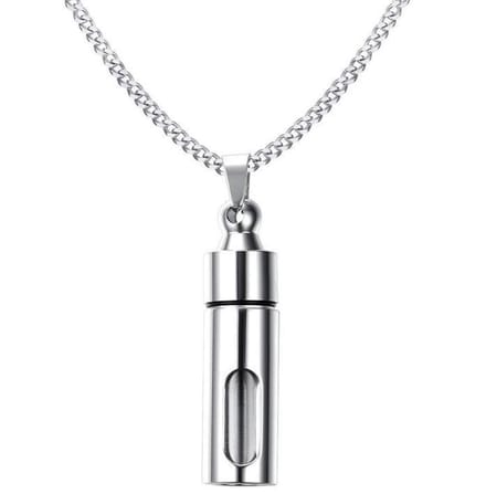 Ketting met Afsluitbare Ashanger Urn Hanger (breed model) - Zilver kleurig - Kettingen Heren Dames