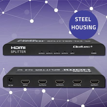 Qoltec Actieve Splitter 4 X HDMI 4K x 2K |   3,4 Gb/s |   Hoge stabiliteit
