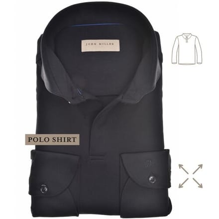 John Miller Polo Slim Hyperstretch Long Sleeve Zwart / male