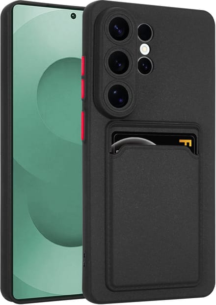 ShieldCase Siliconen Hoesje - Geschikt voor Samsung Galaxy S26 Ultra - Pasjeshouder - Zwart