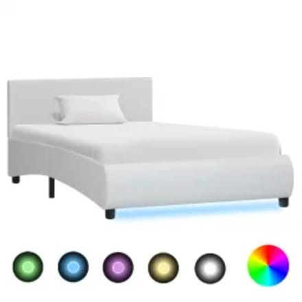 vidaXL - Bedframe - met - LED - kunstleer - wit - 100x200 - cm