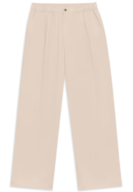 Bugatti Herren Broek met bandplooien, naturel linnenmix