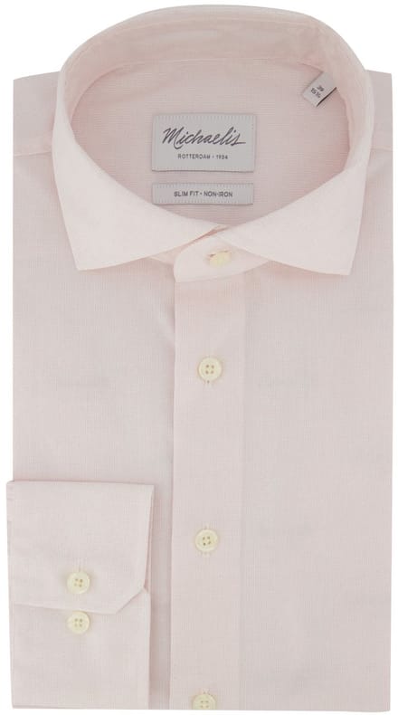 Overhemd Michealis slim fit strijkvrij roze