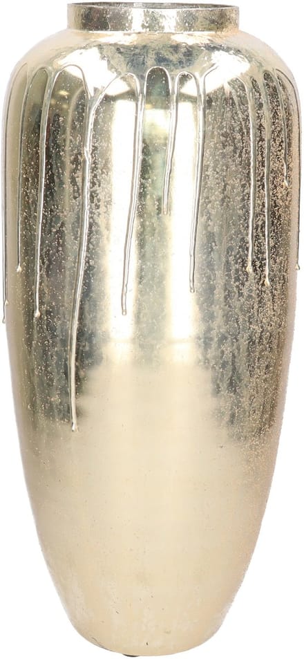 Mega Collections Vaas Oman Drip - goud - glas - druip effect - D24 x H53 cm - bloemenvaas