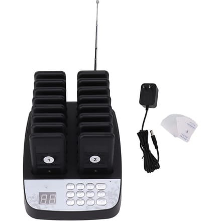 Pagers Noirs 16 Pièces Maintien de la Distance Système de Pager de Restaurant avec Vibration Bip Lumière black
