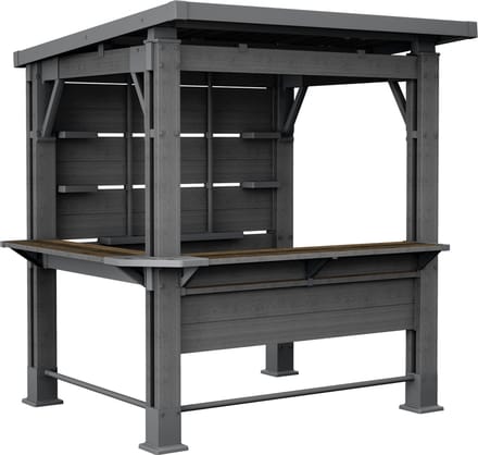 Keter Bar Gazebo - Buitenbar met overkapping - 200x230x238cm - Antraciet/Walnut