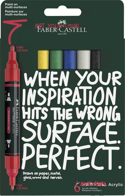 Faber- Castell Acrylmarker Multimark - 6 stuks Basic kartonetui - FC-186003
