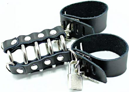 Ohmama Fetish - Penis Cage With Metal Rings And Leather Straps