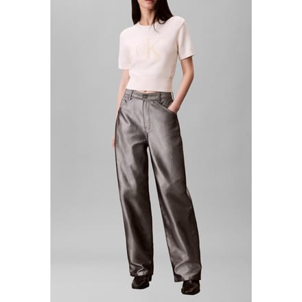 Calvin Klein Chunky Cotton Graphic Sweater White Greige Taglia: S | Maglioni a maglia Outlet | Donna | Bianco