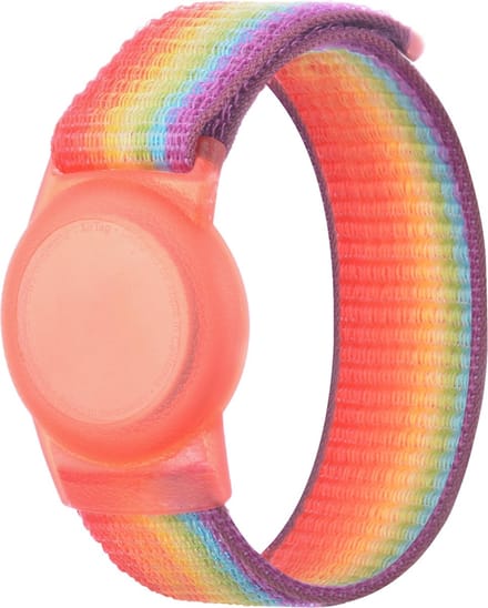 By Qubix - AirTag nylon loop bandje - M/L - Regenboog