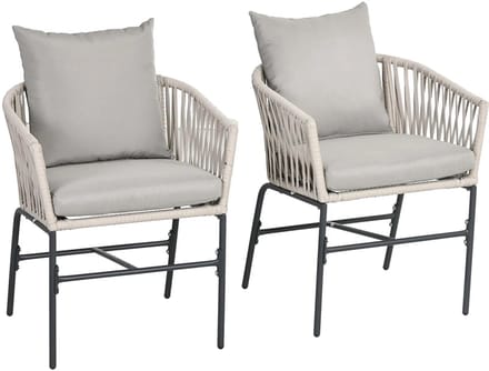 Sweiko Tuinstoel - Set van 2 - Met kussens - Metalen frame - Beige