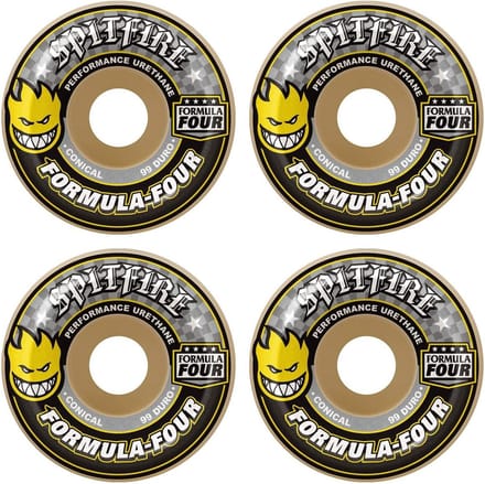 Skateboard Wielen 52mm 99a Conisch Set van 4 Wit Geel Zwart