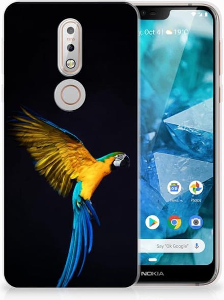 Nokia 7.1 TPU Hoesje Papegaai
