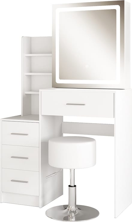Vicco Lisca Kaptafel – 80 cm met LED-spiegel en kruk Wit