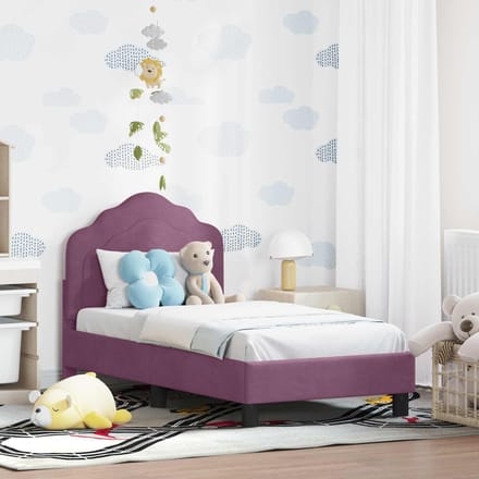 vidaXL - Peuterbedframe - met - hoofdboard - Paars - 70 - x - 140 - cm - Fluweel