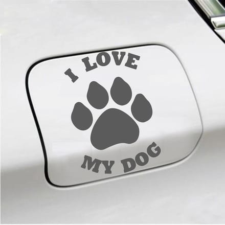 Bumpersticker - I Love My Dog - 13,9 X 9,3 - Antraciet
