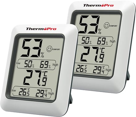 Digitale Hygrometer - Binnen thermometer - Gezond binnenklimaat - Dubbel pak - Compact formaat - Wit