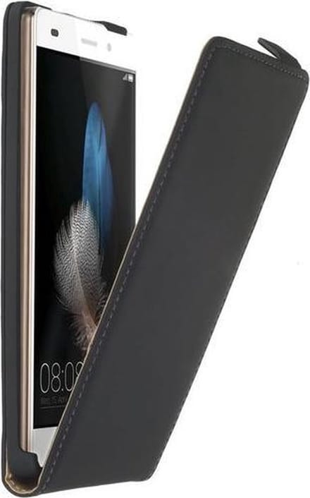 Zwart premium leder flipcase voor de Huawei P8 Lite hoesje